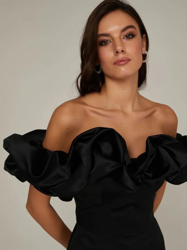 Waverly - Robe courte en satin lavande à volants