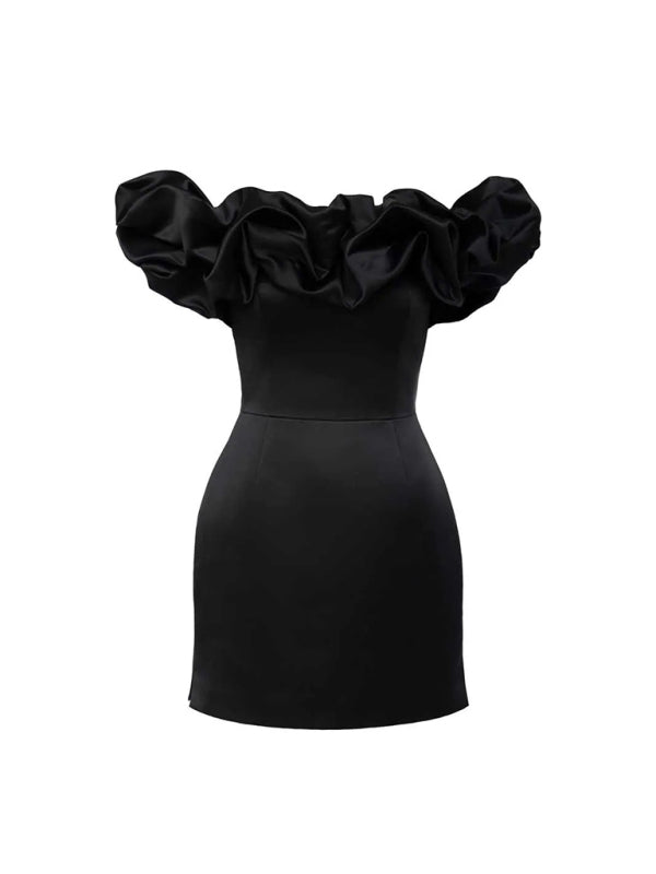 Waverly - Robe courte en satin lavande à volants