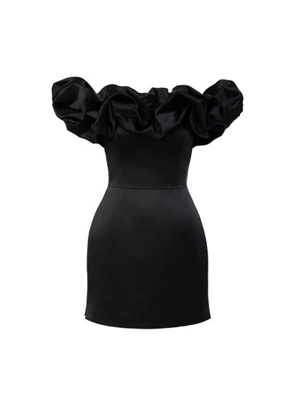 Waverly - Robe courte en satin lavande à volants