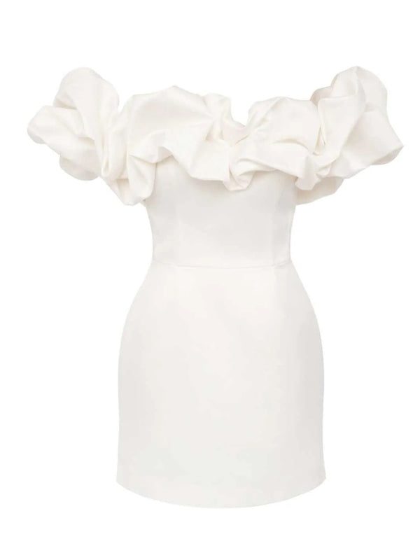 Waverly - Robe courte en satin lavande à volants