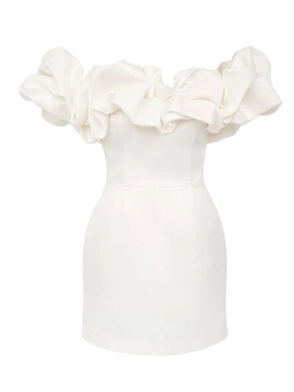 Waverly - Robe courte en satin lavande à volants