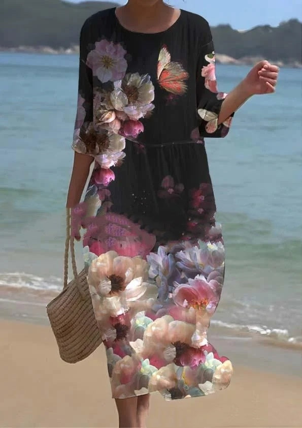 Isla - Robe de plage bleu clair à imprimé floral