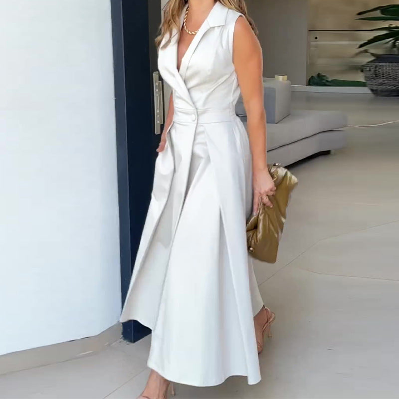 Sabrina - Robe midi jaune sans manches avec style et fraîcheur