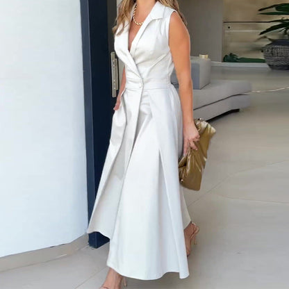 Sabrina - Robe midi jaune sans manches avec style et fraîcheur