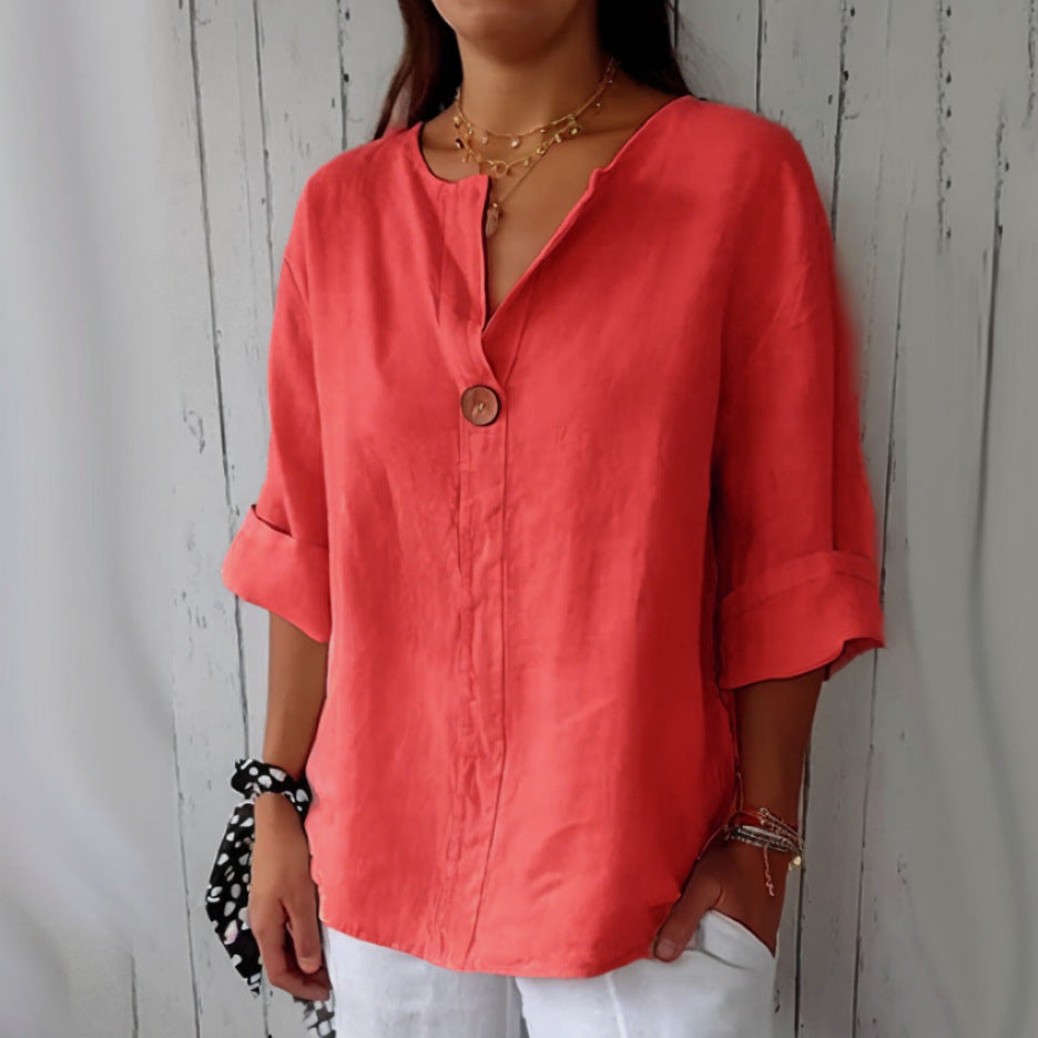 Elena - Elégante blouse en lin pour un style imprimé